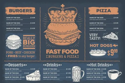 手绘西餐厅菜单模板图片