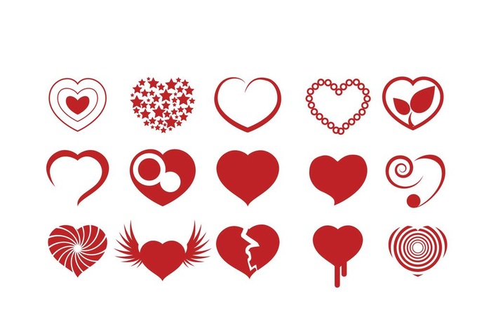 矢量各种红心爱心图片