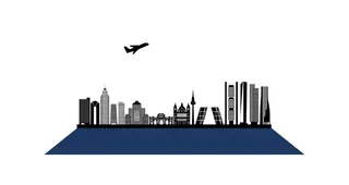 城市剪影飞机建筑矢量图片