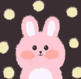 卡通可爱毛绒绒粉色兔子图片