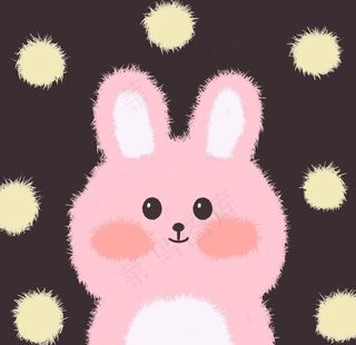 卡通可爱毛绒绒粉色兔子图片