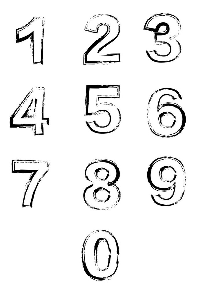 水墨数字图片ai矢量模版下载