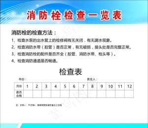 消防栓检查表图片