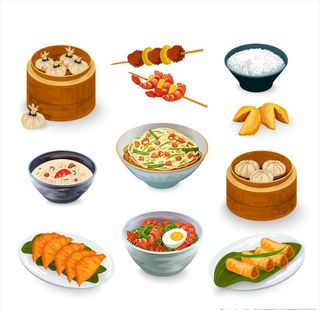 饺子春卷面条中国菜图片