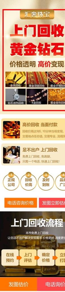 黄金回收招商页面图片(750x2948)psd模版下载