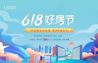 手绘城市背景展板图片