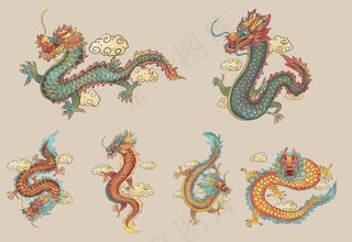 中国古典龙线稿图片