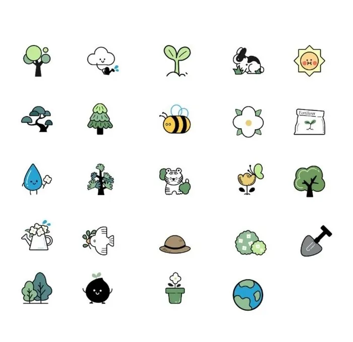 卡通绿色植物图标图片(17717x17717)psd模版下载