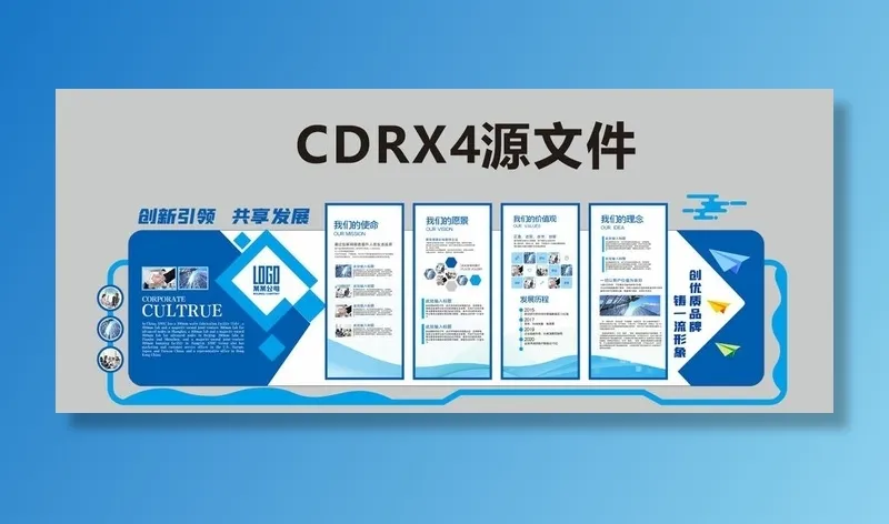企业文化墙图片cdr矢量模版下载