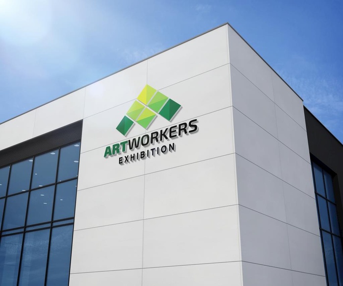 办公大楼墙面logo样机图片