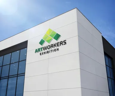 办公大楼墙面logo样机图片