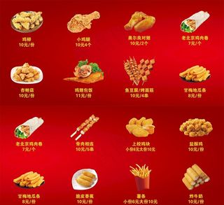 油炸鸡腿快餐菜单图片
