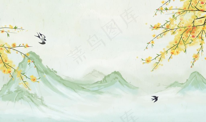 国潮风春天背景图片psd模版下载