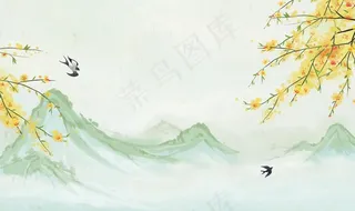 国潮风春天背景图片