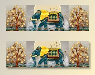 轻奢珐琅彩大象装饰画图片