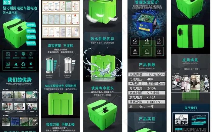 电动锂电池详情页 天猫京东 蓝图片(950x16845)psd模版下载