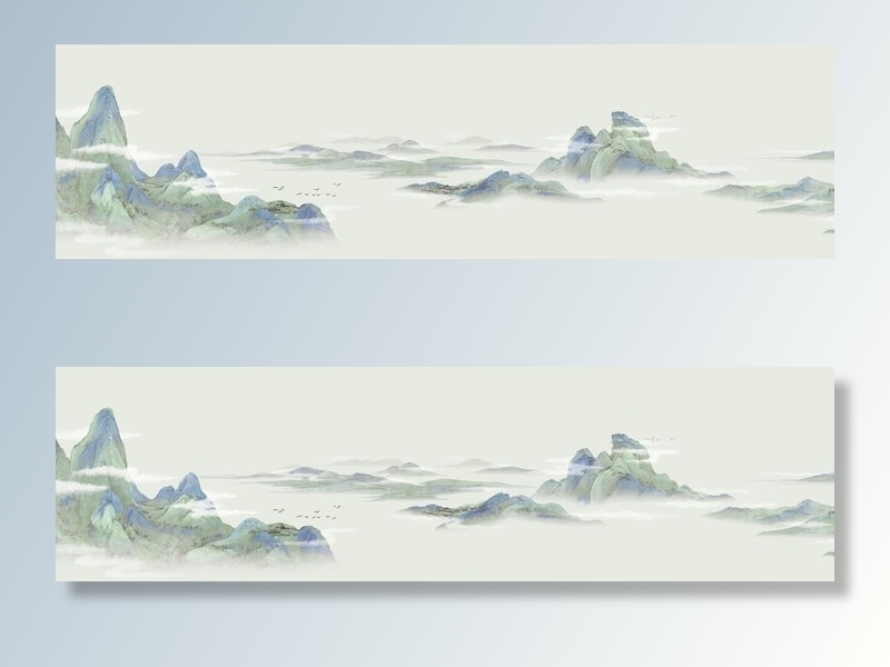 现代清新山水壁画背景墙合层图片
