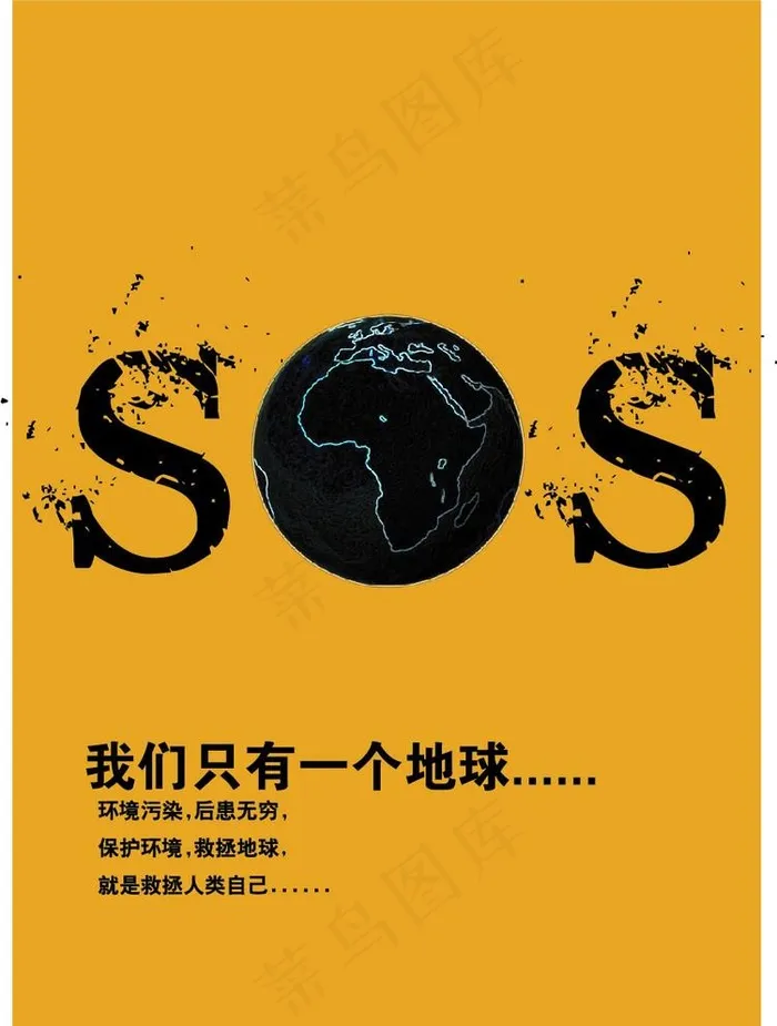 SOS环保地球A3广告宣传设计图片ai矢量模版下载