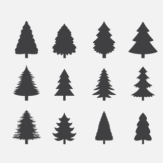 手绘松树剪影图片