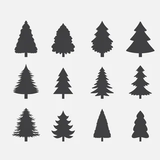 手绘松树剪影图片