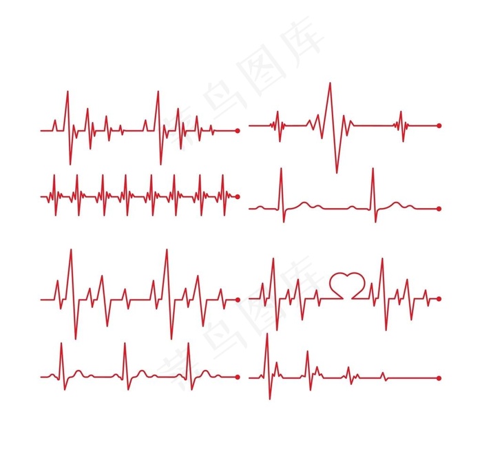 6种失量红色心跳图形图片