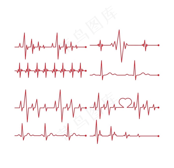6种失量红色心跳图形图片ai矢量模版下载