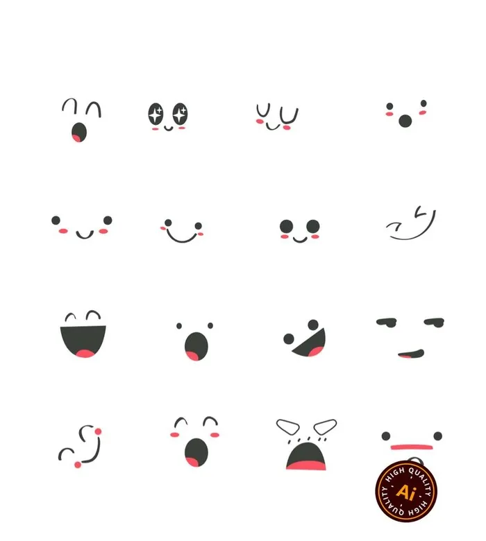 可爱卡通emoji表情图片ai矢量模版下载