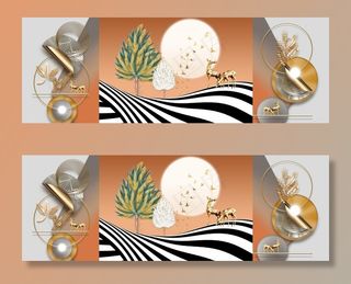 金色麋鹿发财鹿装饰画图片