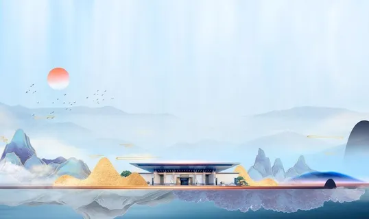 水墨山水海报背景 图片