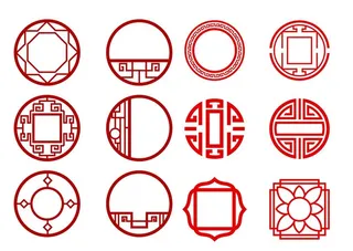 中式圆形边框图片