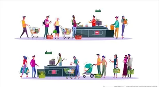 超市购物结账主题插画图片