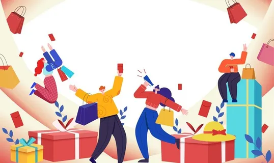 双11购物插画图片