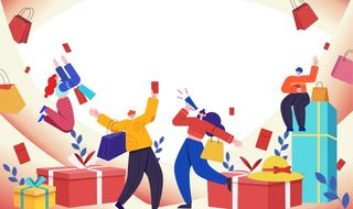 双11购物插画图片