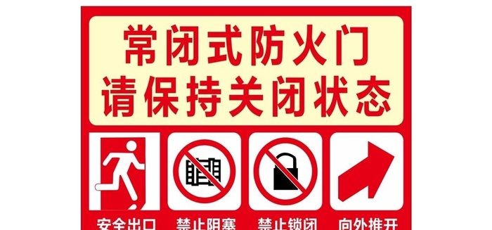 常闭式防火门标识牌图片