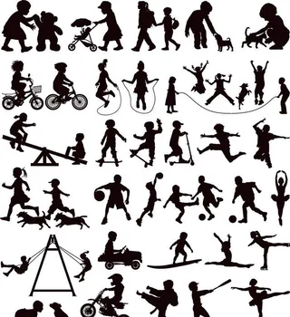 儿童剪影 孩子剪影图片