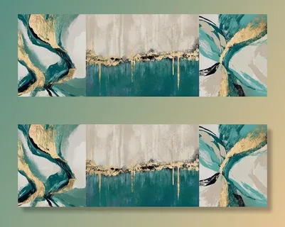 抽象金箔纹理三联装饰画图片