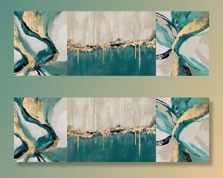 抽象金箔纹理三联装饰画图片