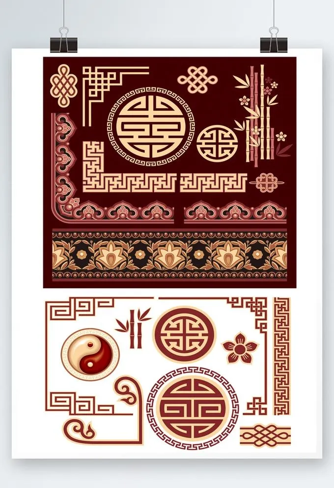 国风花纹图片ai矢量模版下载