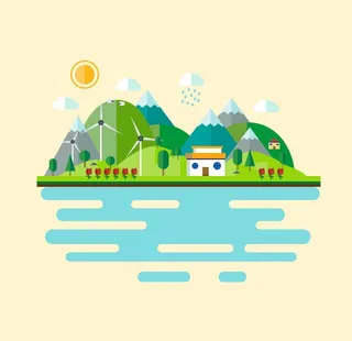 卡通自然风景插画矢量图片