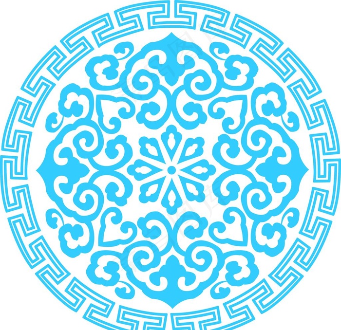 蓝色花纹图片(11811x11811)psd模版下载