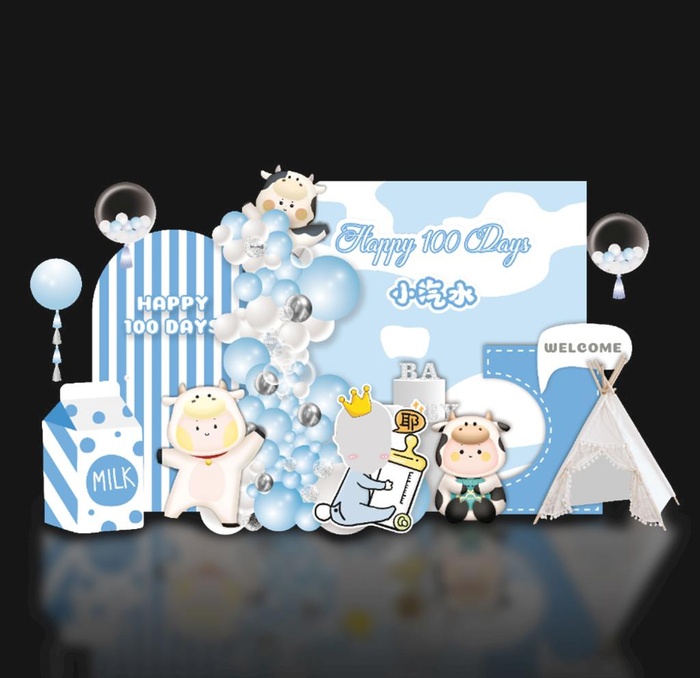 蓝色奶牛宝宝宴图片