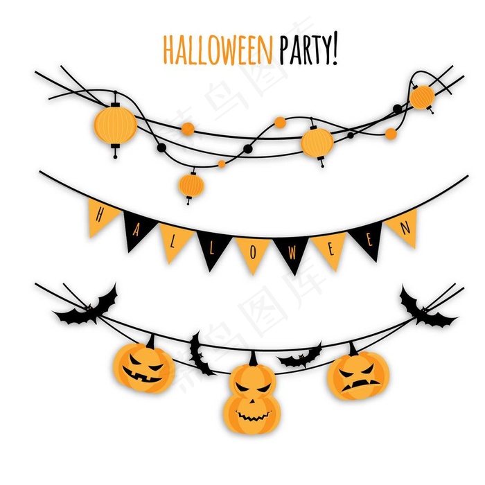 万圣节彩旗背景图片