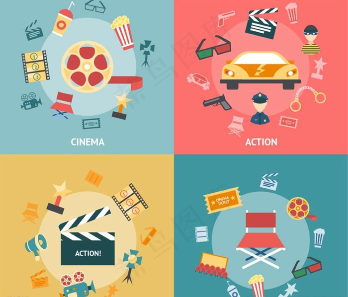 电影元素插画图片