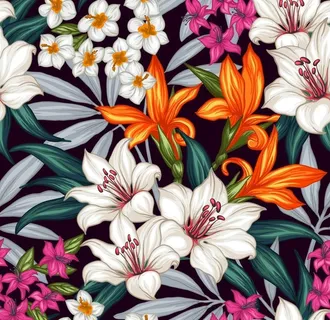 热带植物花纹图片