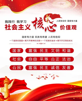党建核心价值观展板海报图片