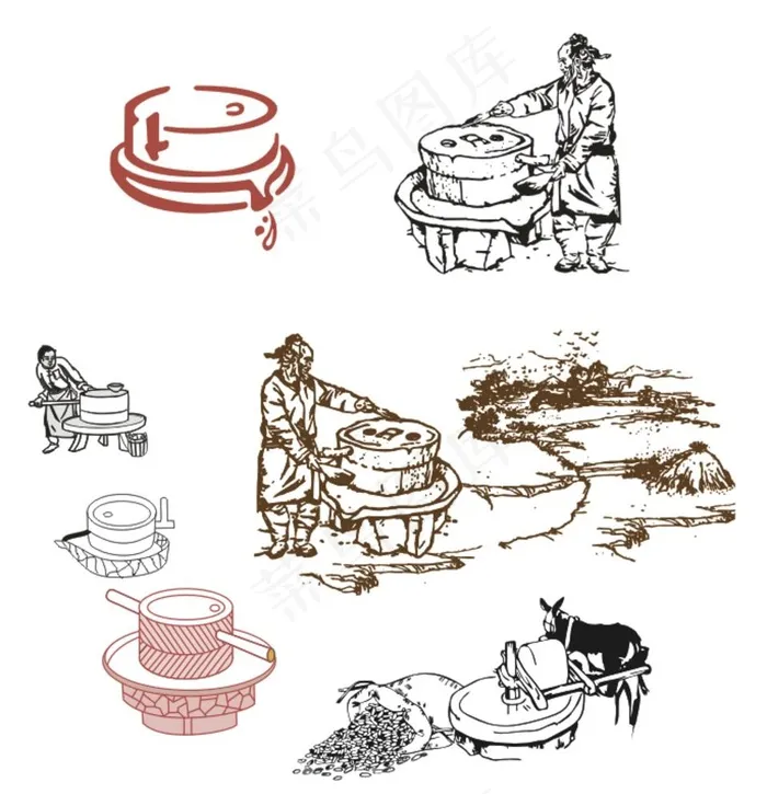 磨盘 石磨图片cdr矢量模版下载