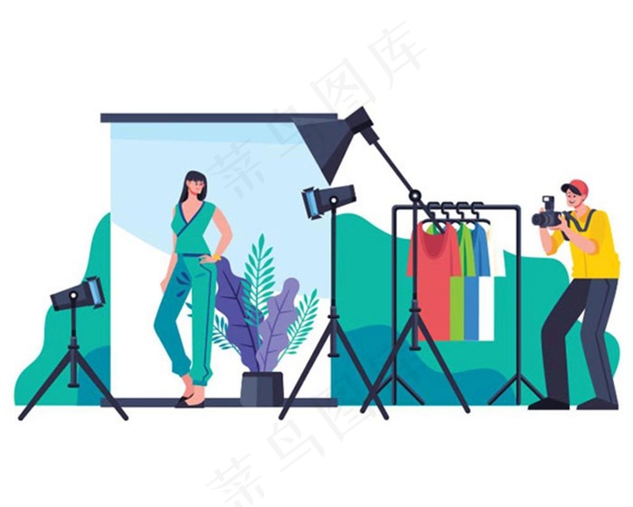 模特拍摄插画图片