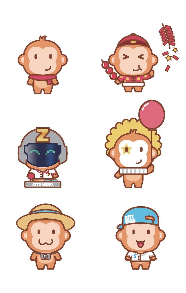 手绘矢量可爱卡通猴子图片