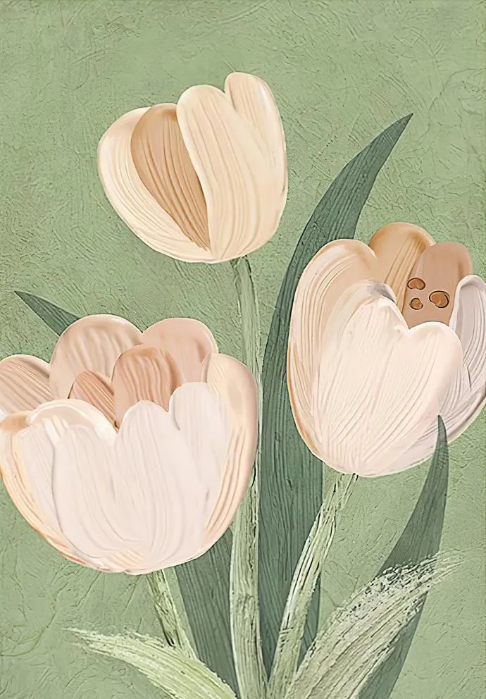 小清新手绘植物花朵装饰无框画图片