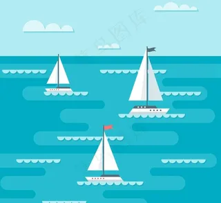 大海上的三艘帆船图片